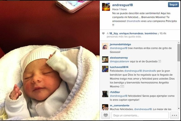 Andres Guardado presumió en instagram su debut como padre